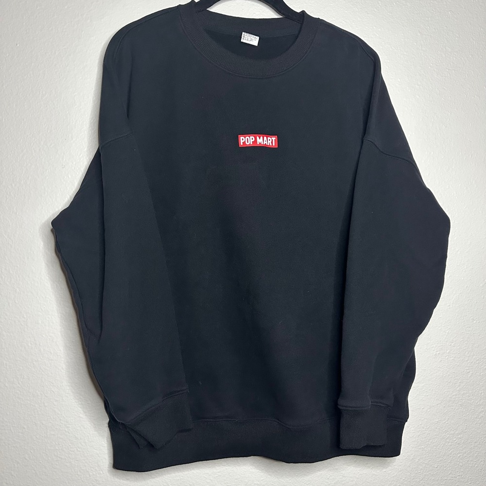 Pop Mart Black Crewneck‎ Sweatshirt Staff Crown Logo Oversized Size M